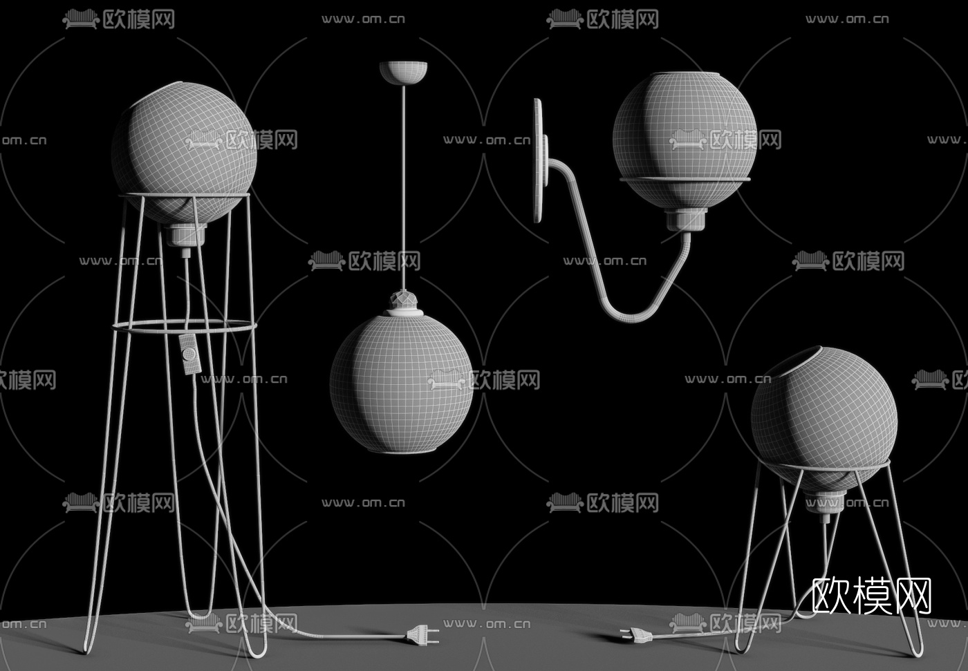 现代轻奢吊灯壁灯落地灯3d模型