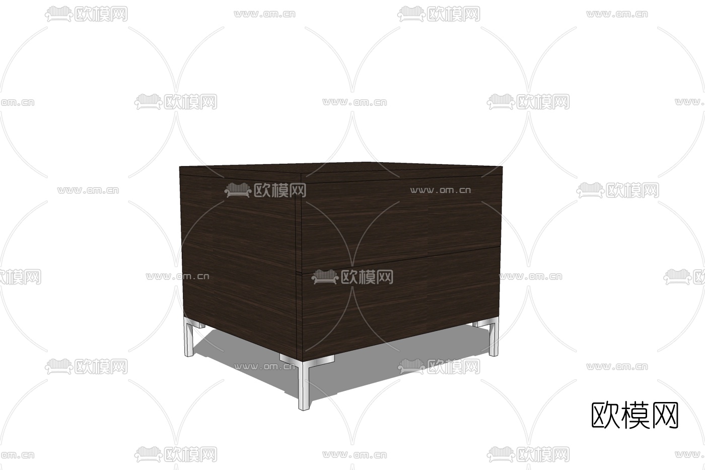 现代实木床头柜免费su模型下载
