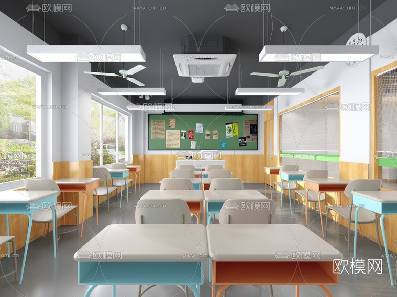 现代培训教室3d模型下载(渲染图1)