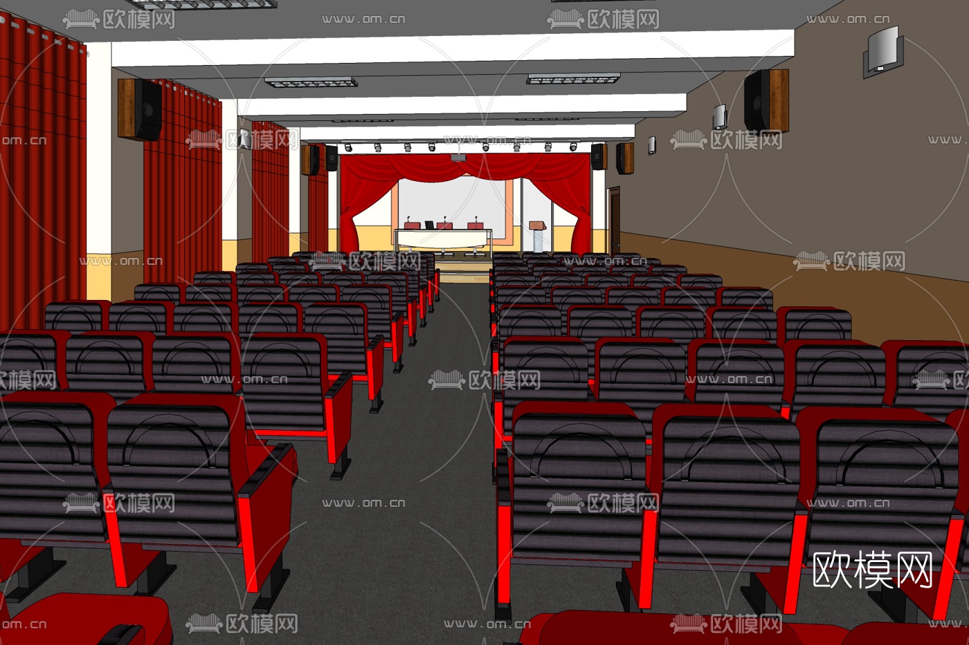 现代大型会议室免费su模型下载