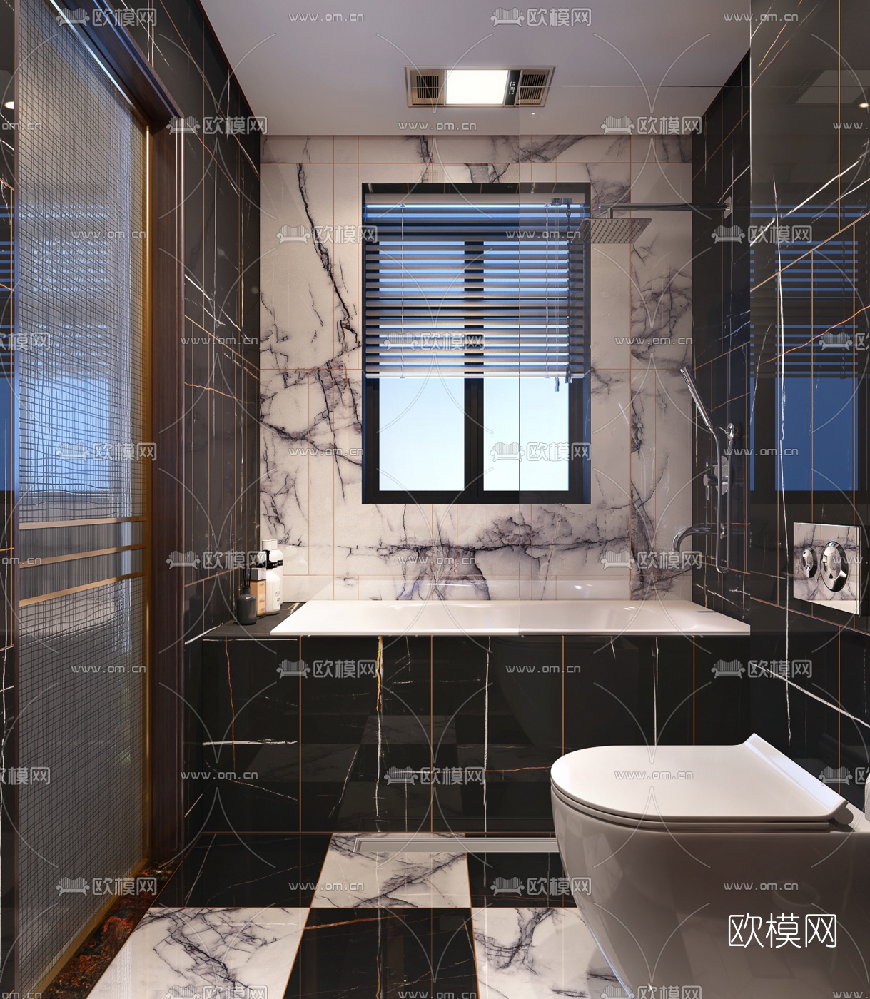 现代轻奢卫生间3d模型下载（渲染图2）