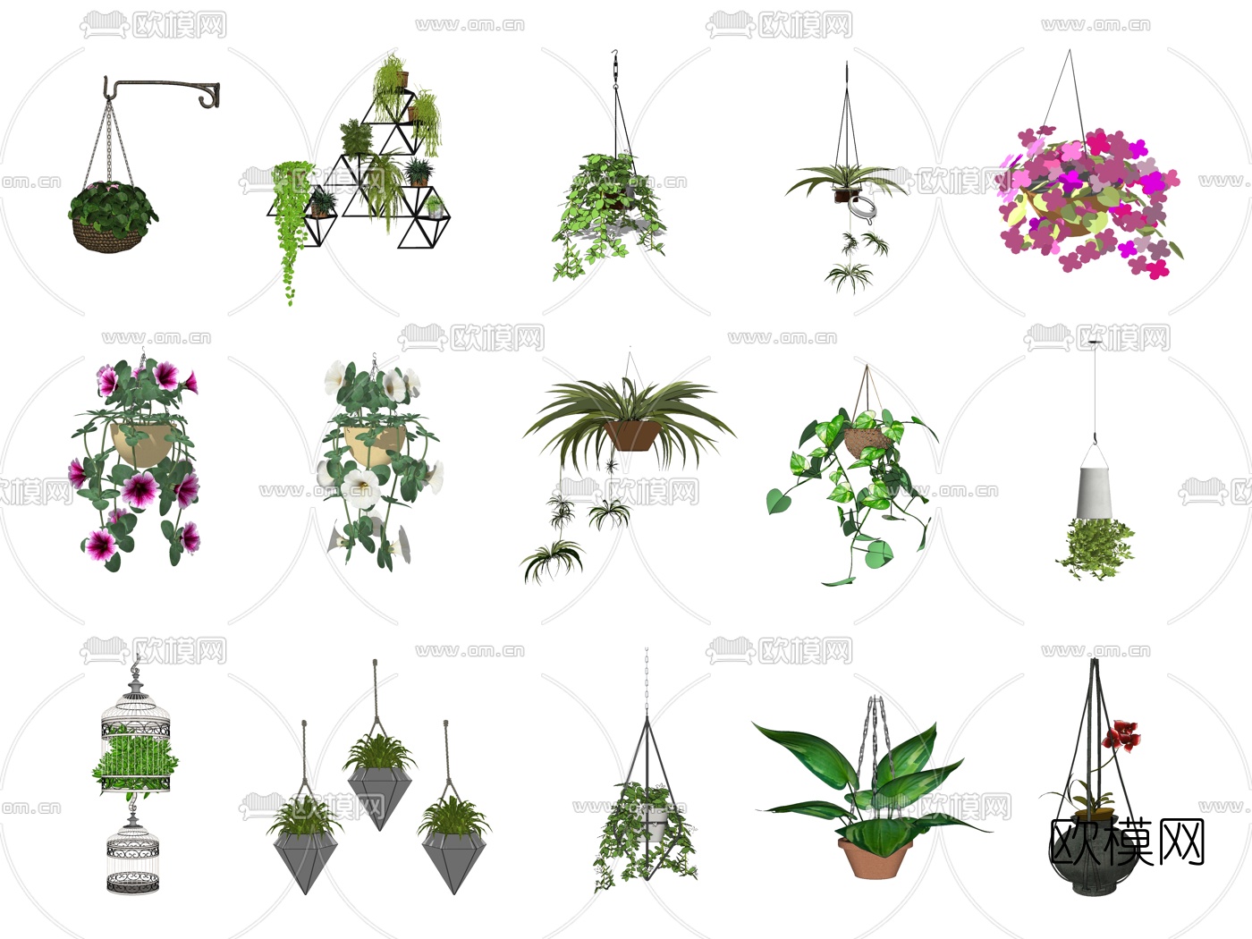 现代绿萝吊兰绿植su模型下载