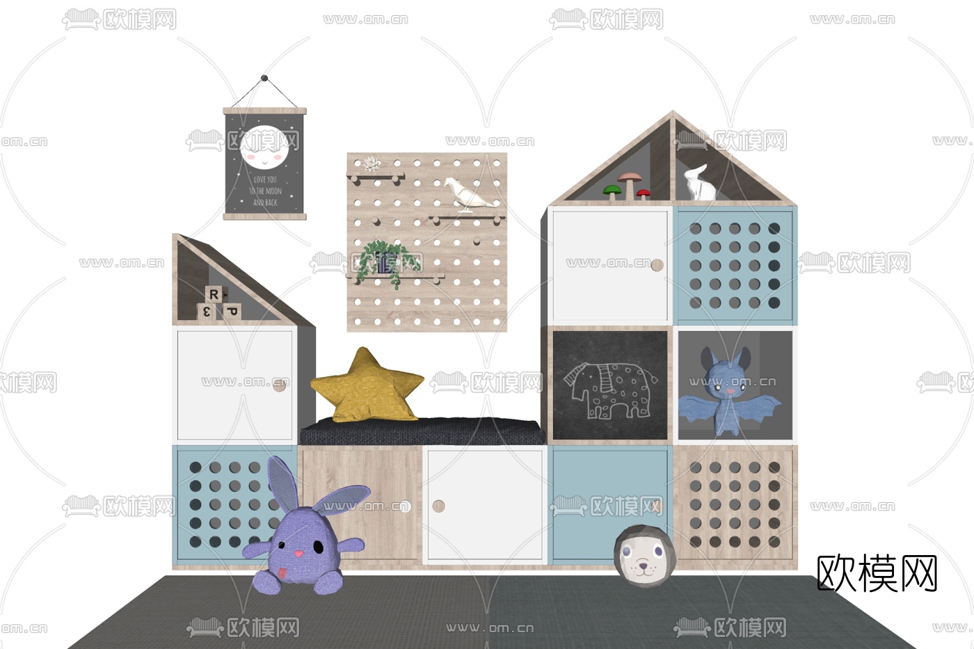 北欧儿童衣柜免费su模型下载