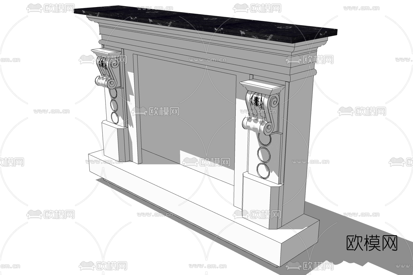 简欧壁炉免费su模型下载
