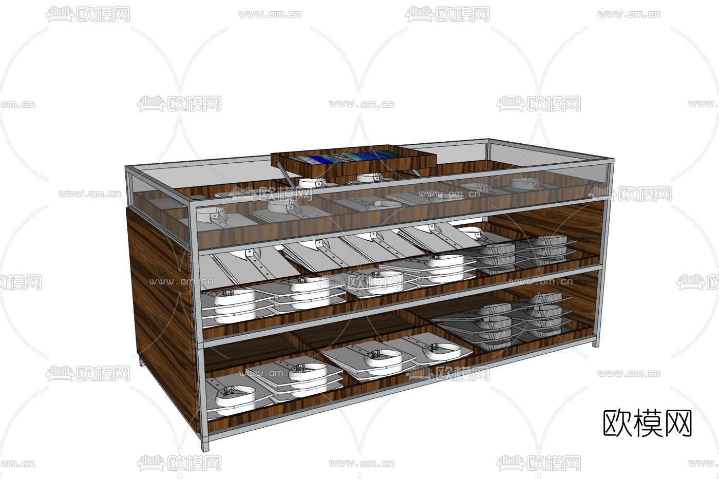现代玻璃餐边柜免费su模型下载