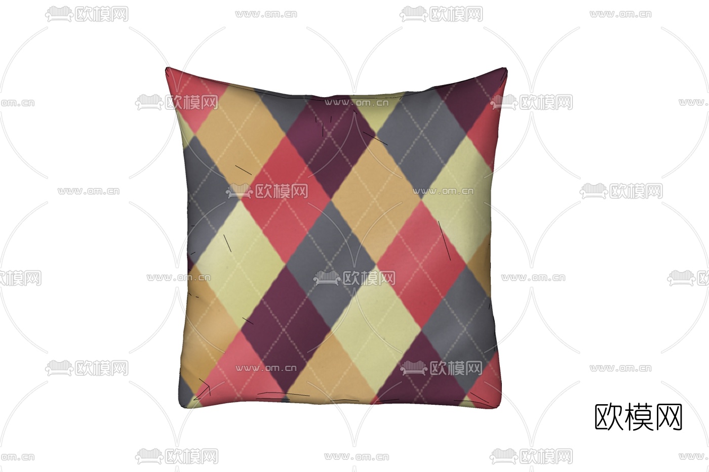 现代布艺几何抱枕免费su模型下载