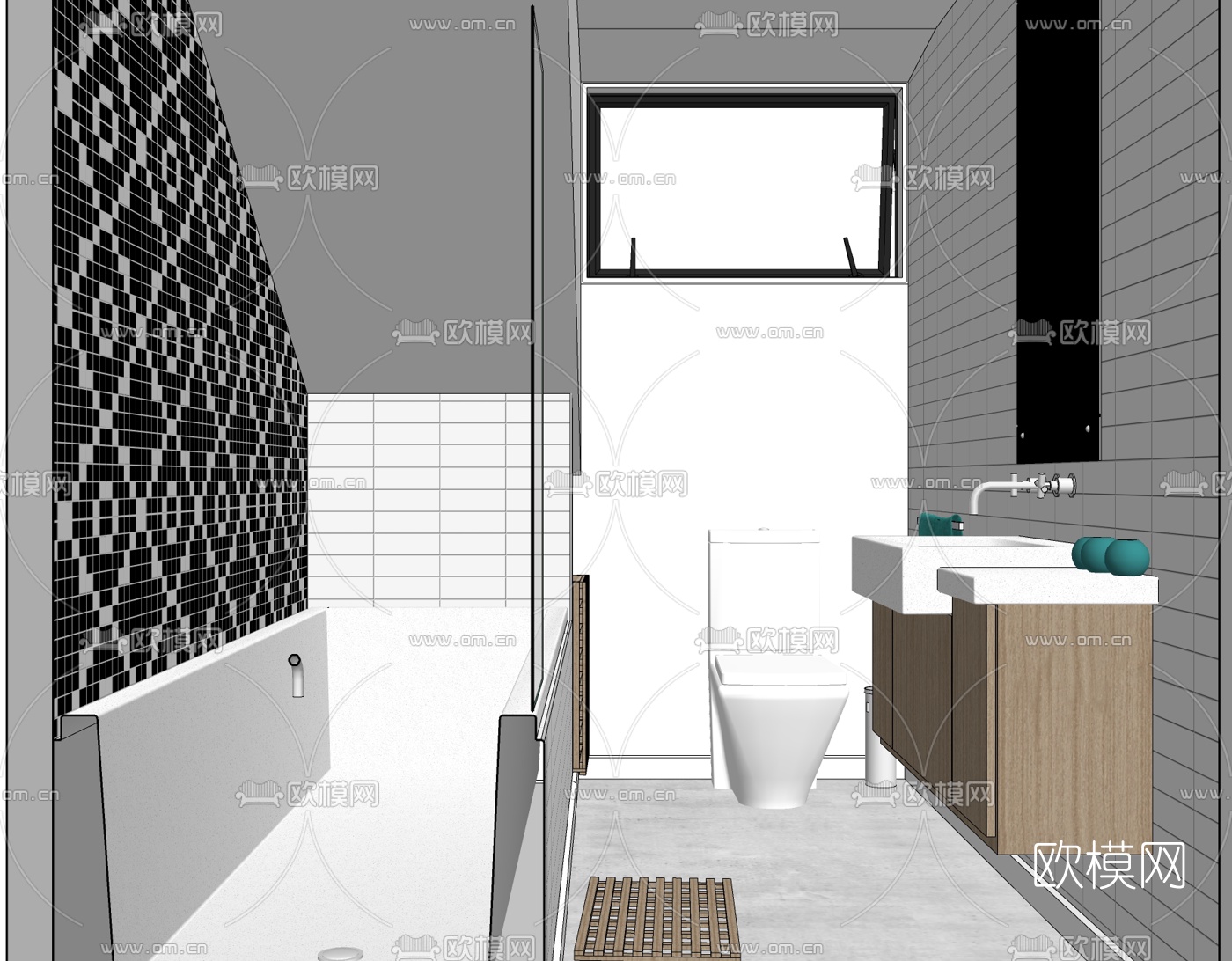 现代浴室卫生间免费su模型下载