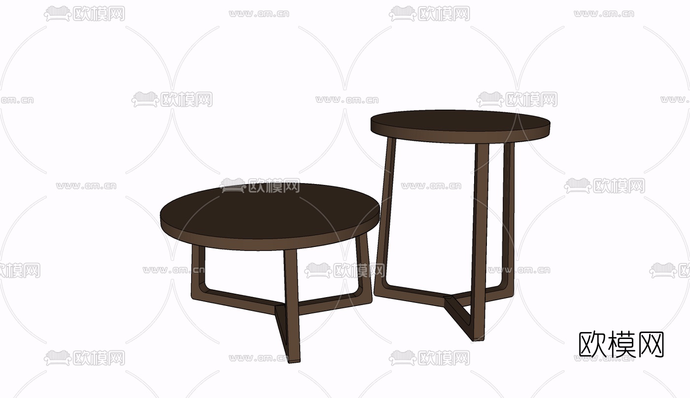 现代实木圆几免费su模型下载