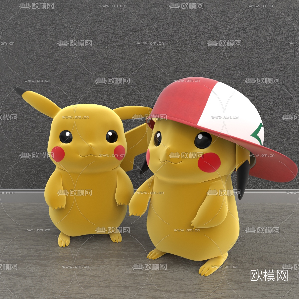 现代皮卡丘玩偶玩具3d模型下载（渲染图3）