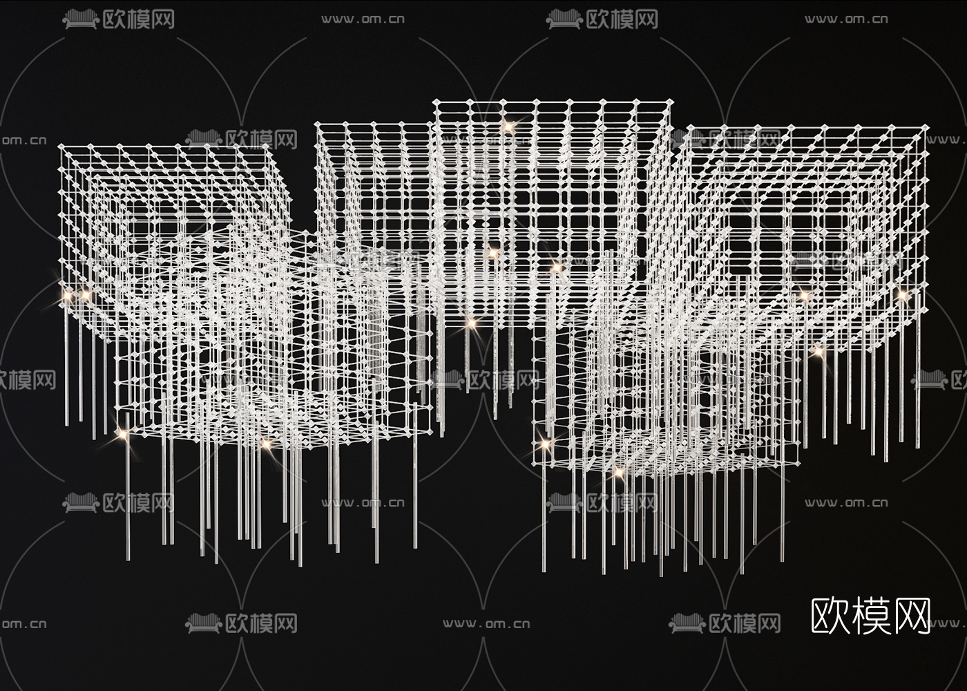 现代水晶舞台灯3d模型下载