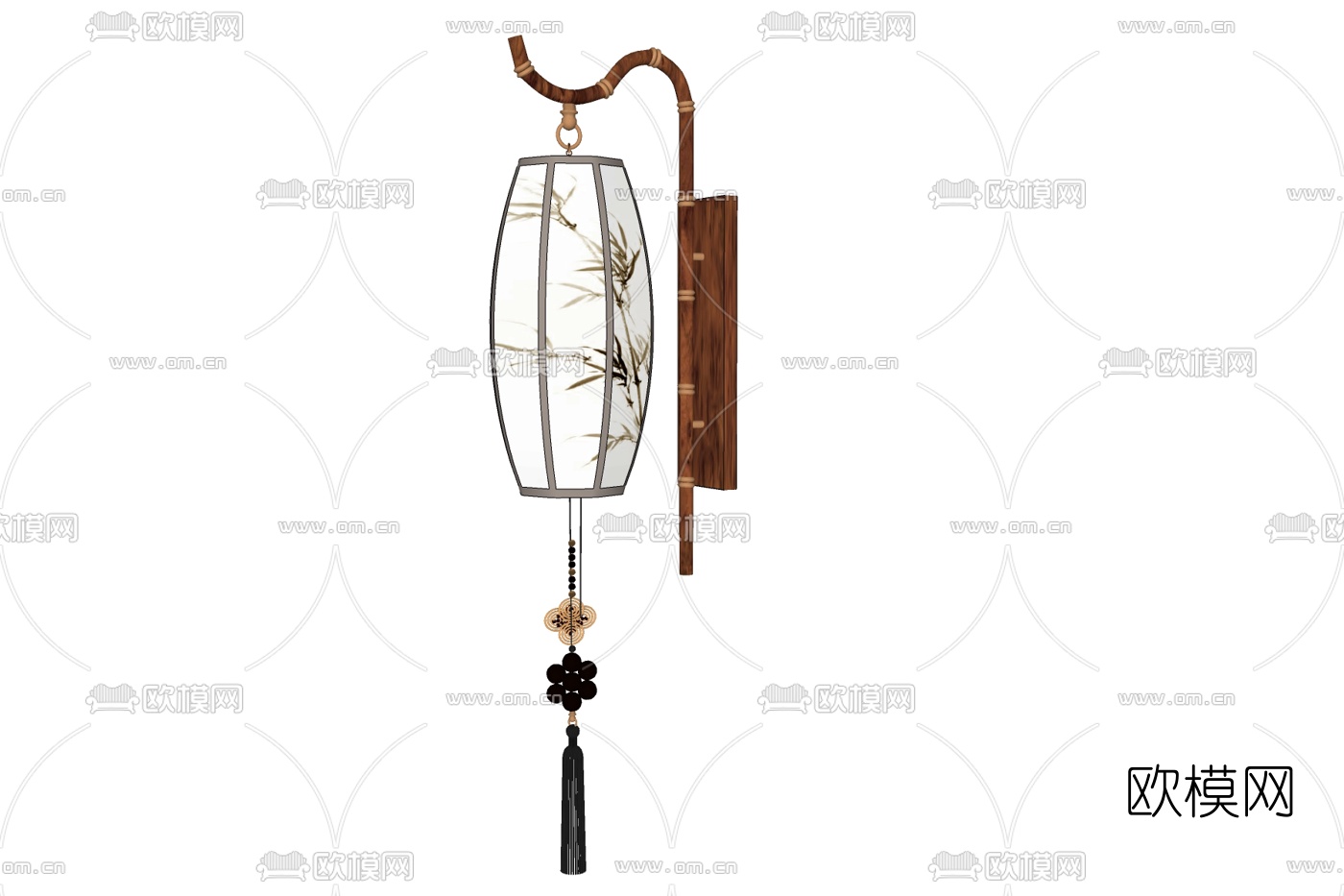 中式实木壁灯免费su模型下载
