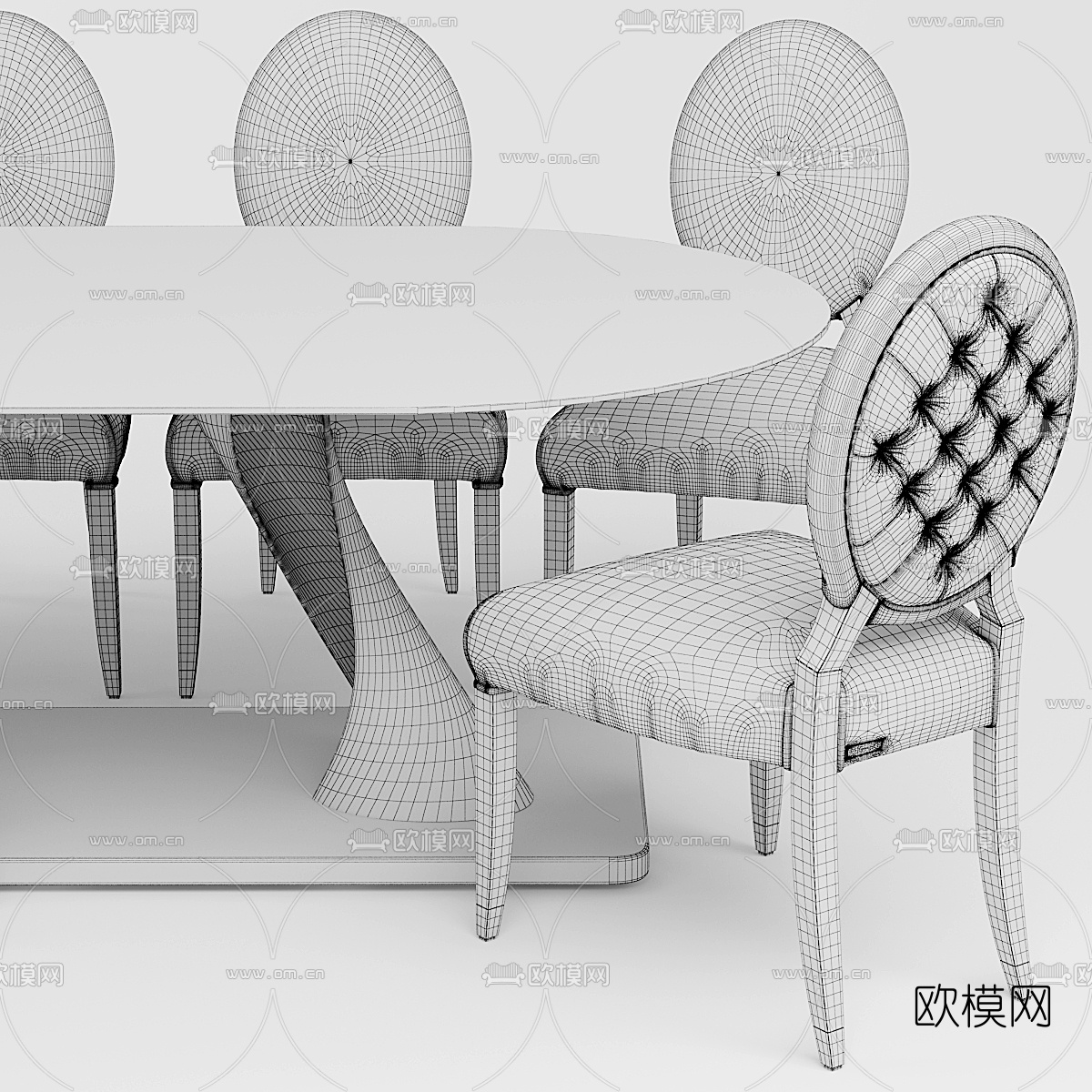 简欧简约餐桌椅3d模型