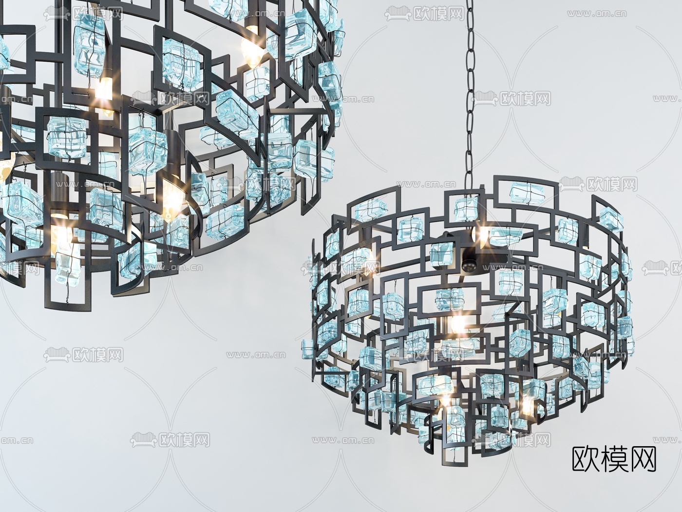现代水晶吊灯3d模型下载