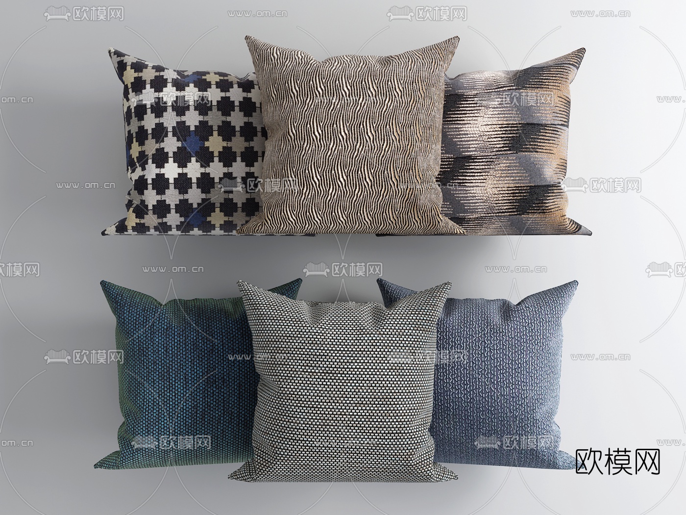 现代布艺抱枕3d模型下载