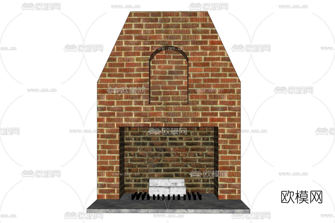 现代瓷砖壁炉免费su模型下载