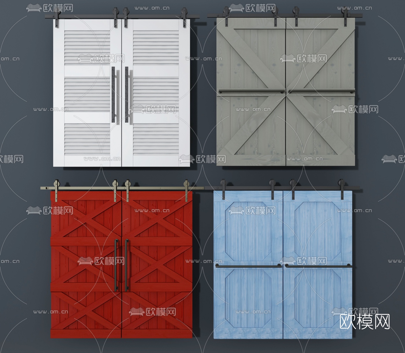 工业风实木仓库双开门3d模型