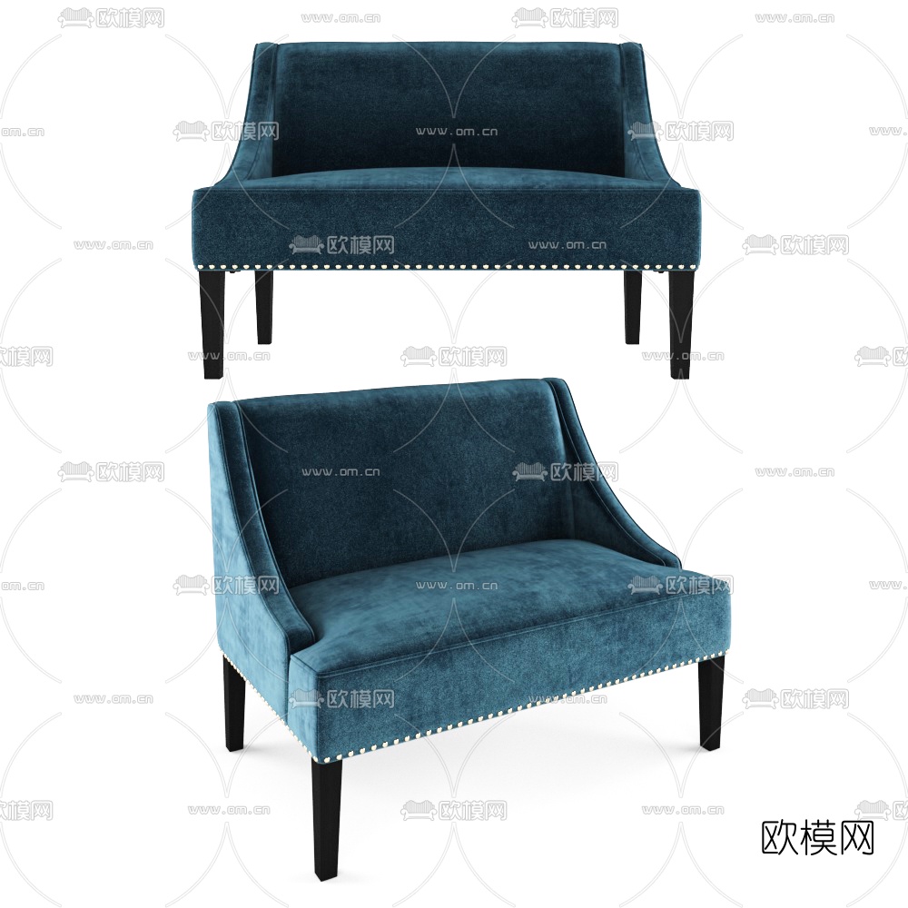 现代绒布休闲椅3d模型