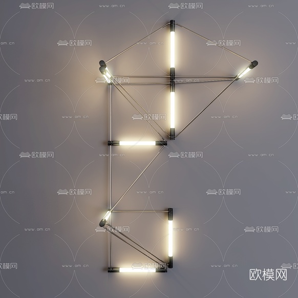 现代线型装饰壁灯组合3d模型下载(渲染图3)