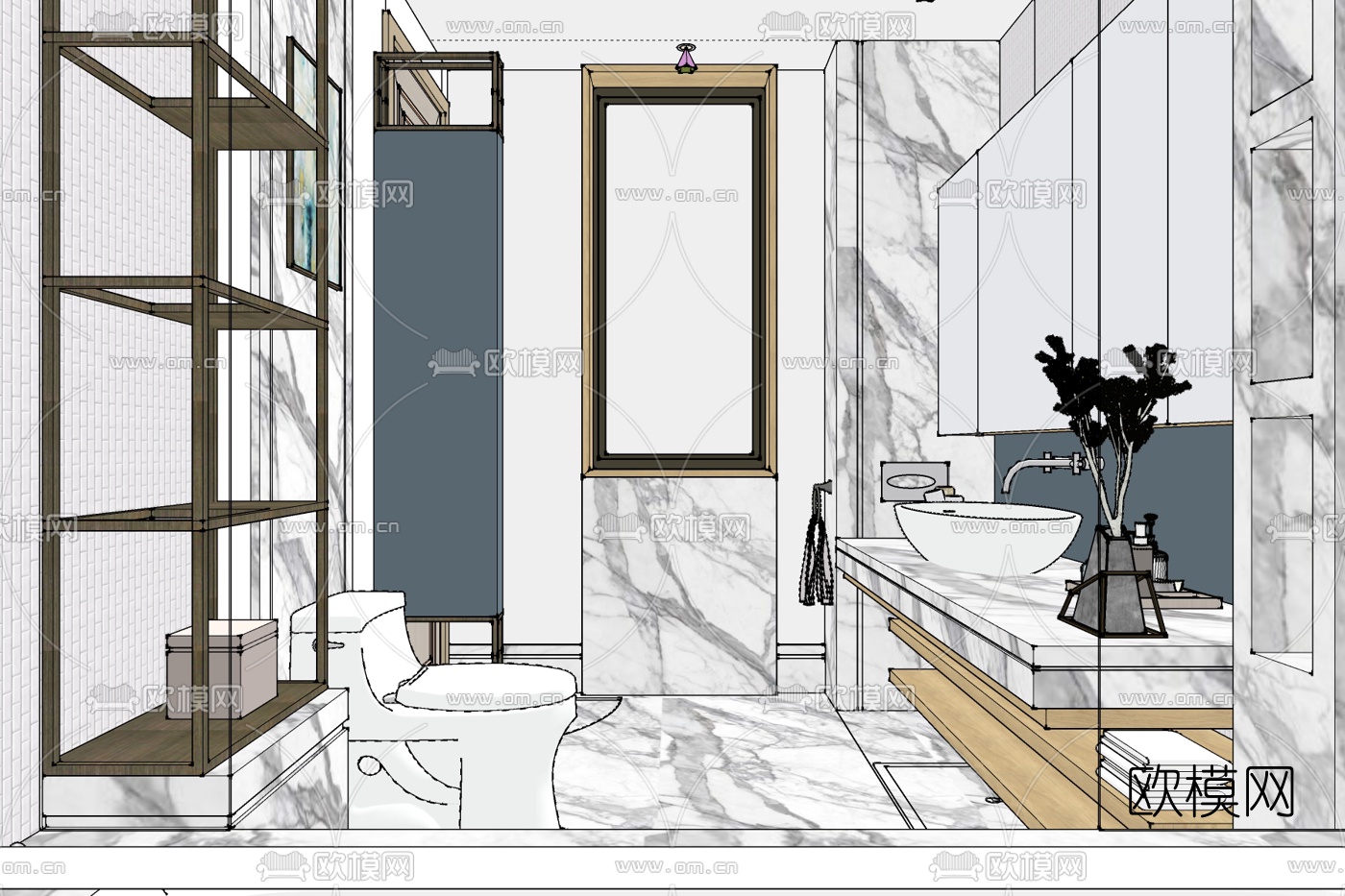 现代轻奢浴室免费su模型下载