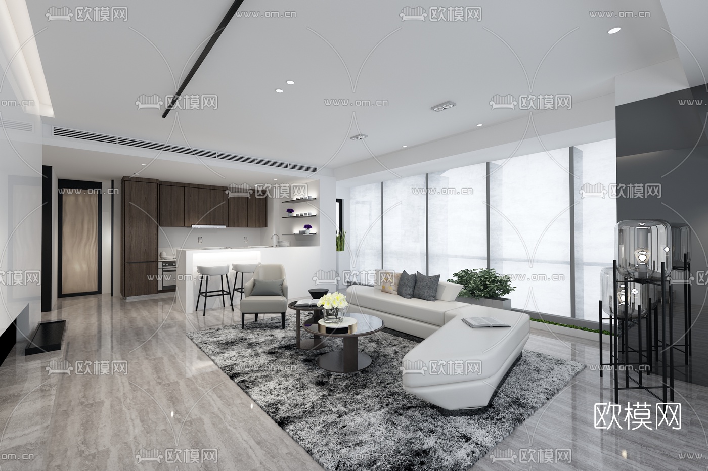 DHO洪德成设计 现代轻奢客厅3d模型