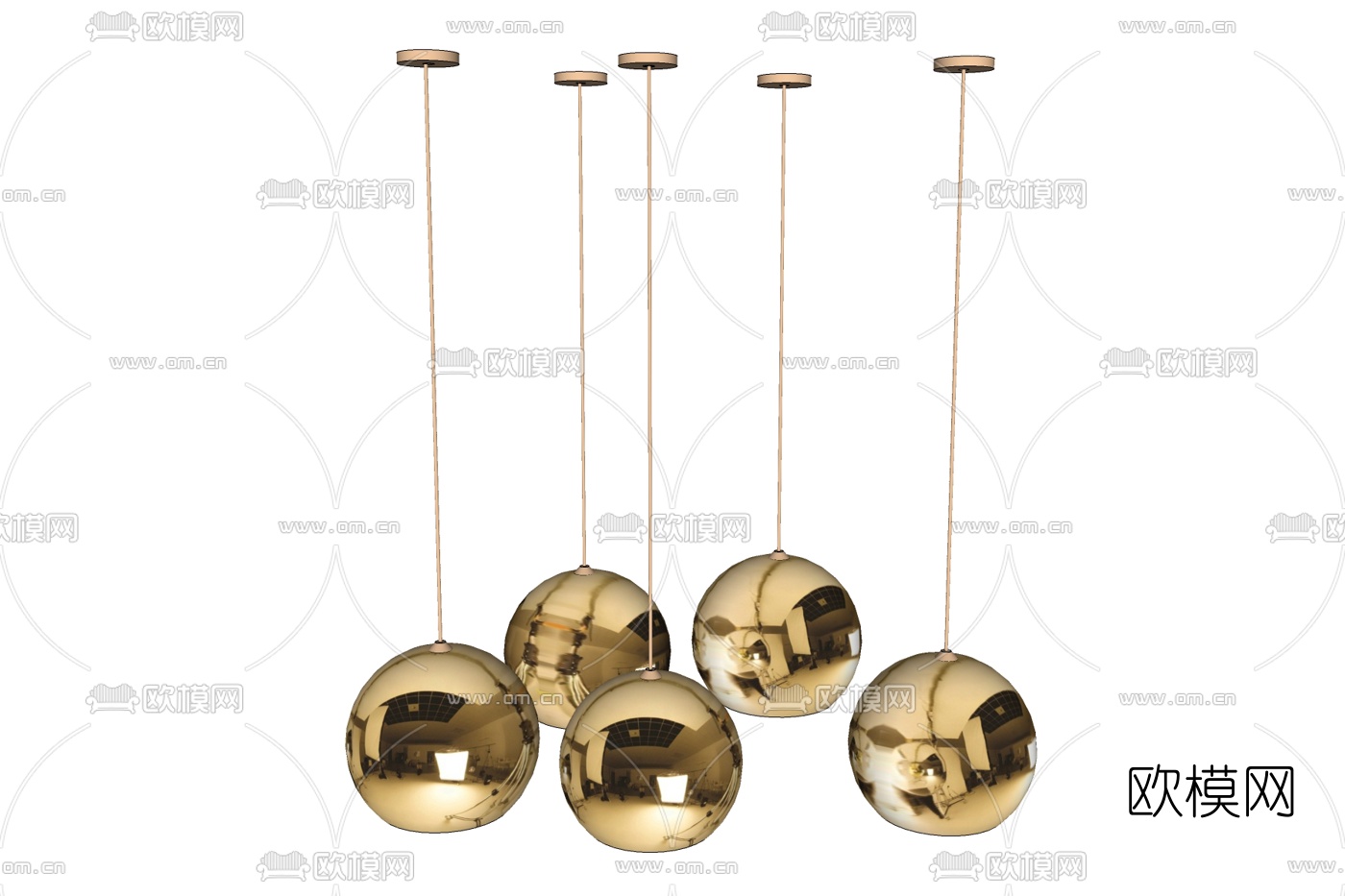 现代金属吊灯免费su模型下载