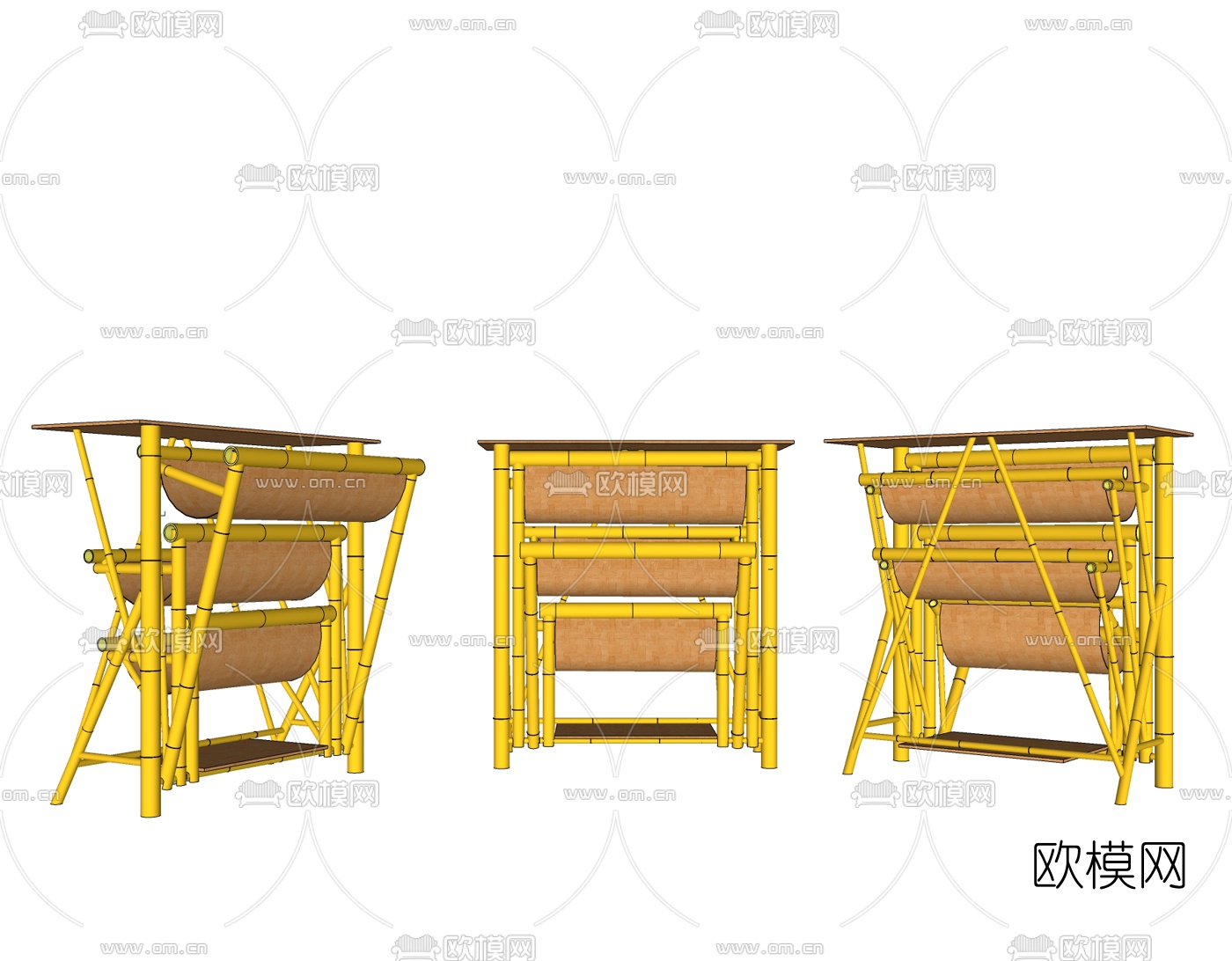 自然风竹子收纳柜免费su模型下载