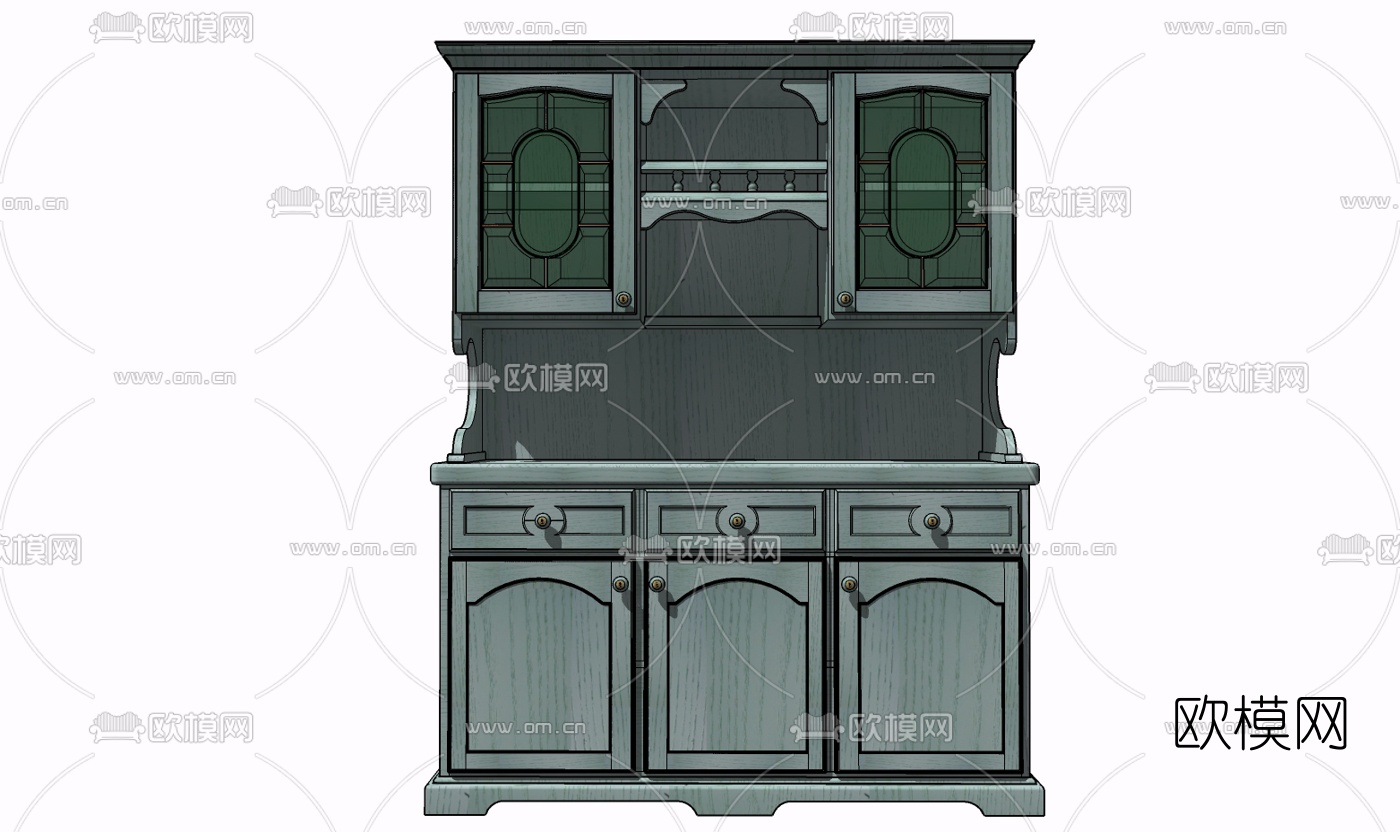 简欧实木鞋柜免费su模型下载
