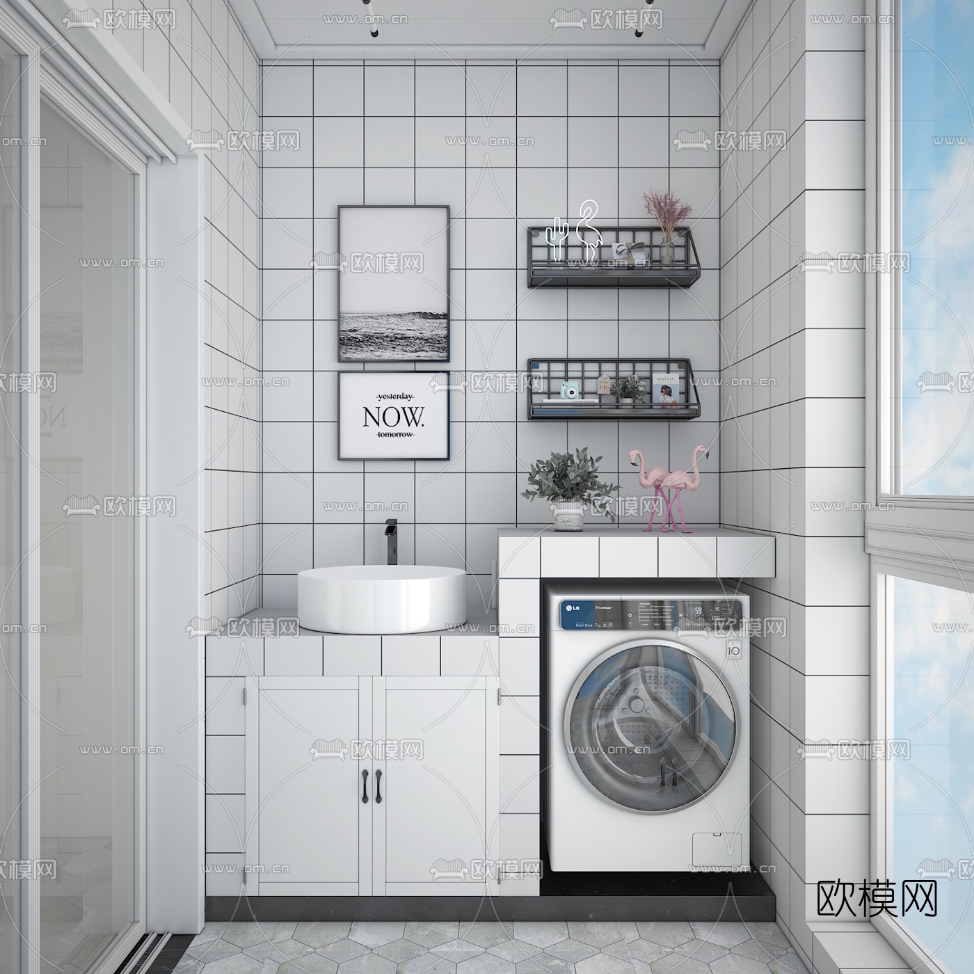北欧阳台洗衣房3d模型下载