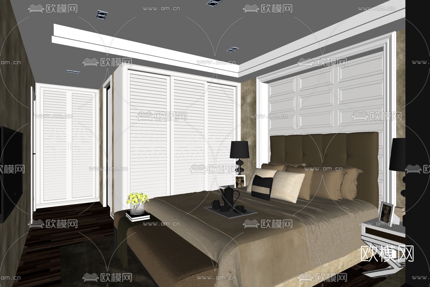 简欧卧室免费su模型下载