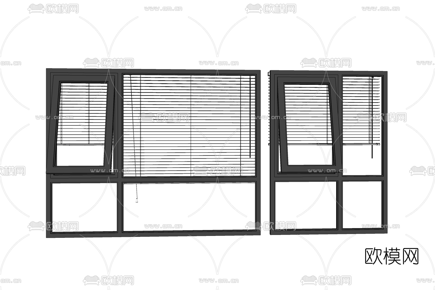 现代窗户免费su模型下载