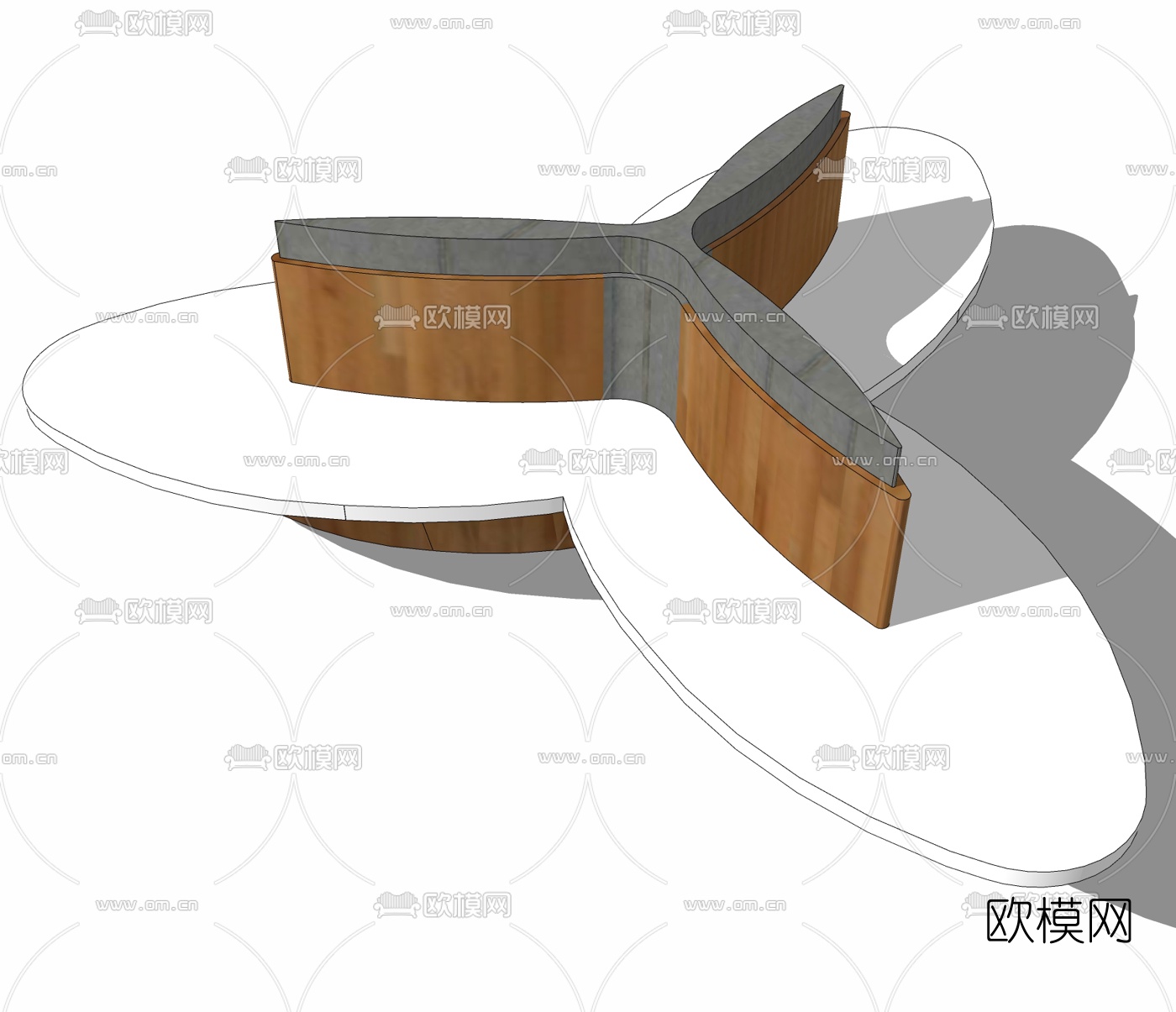 现代户外公用椅免费su模型下载