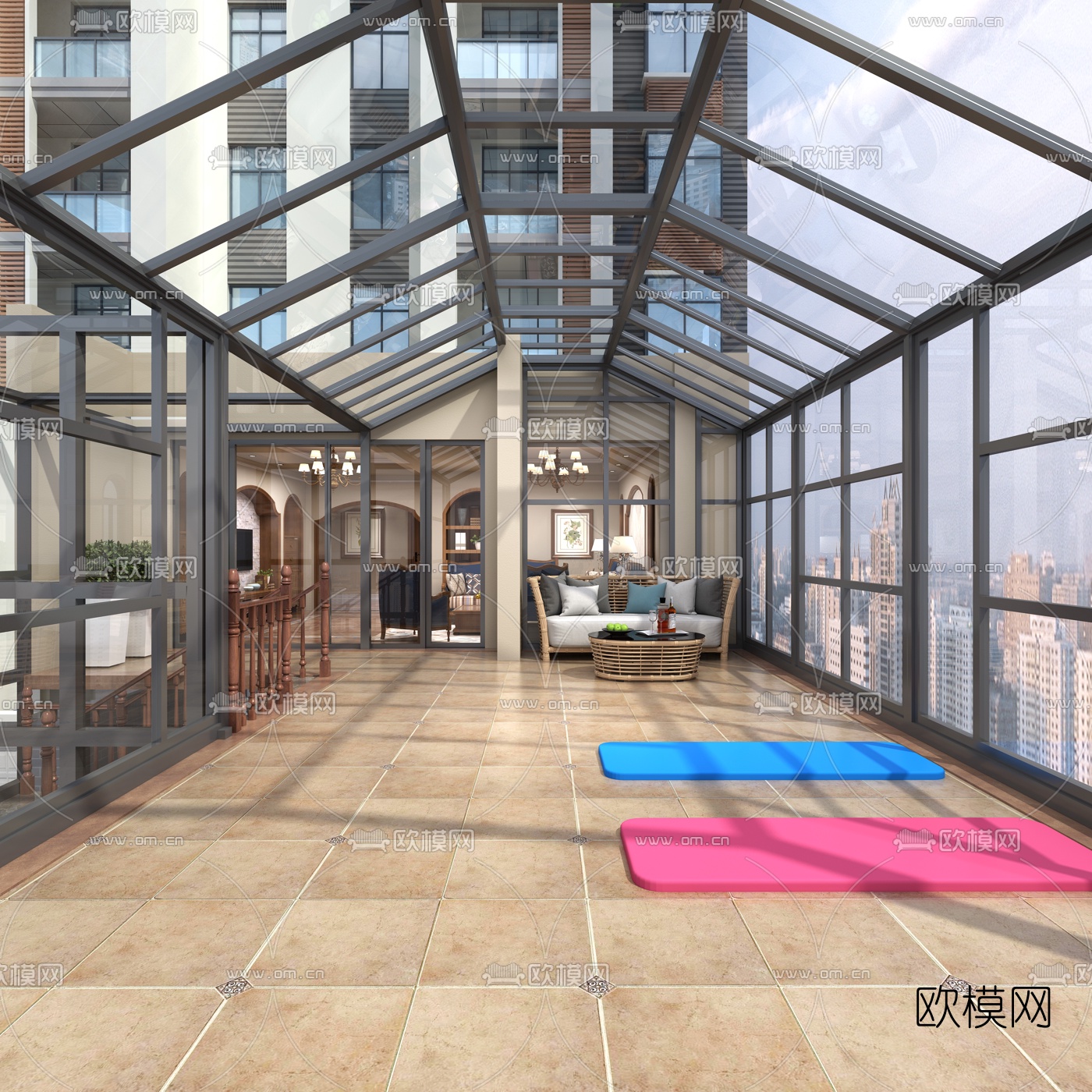 现代阳光房免费3d模型