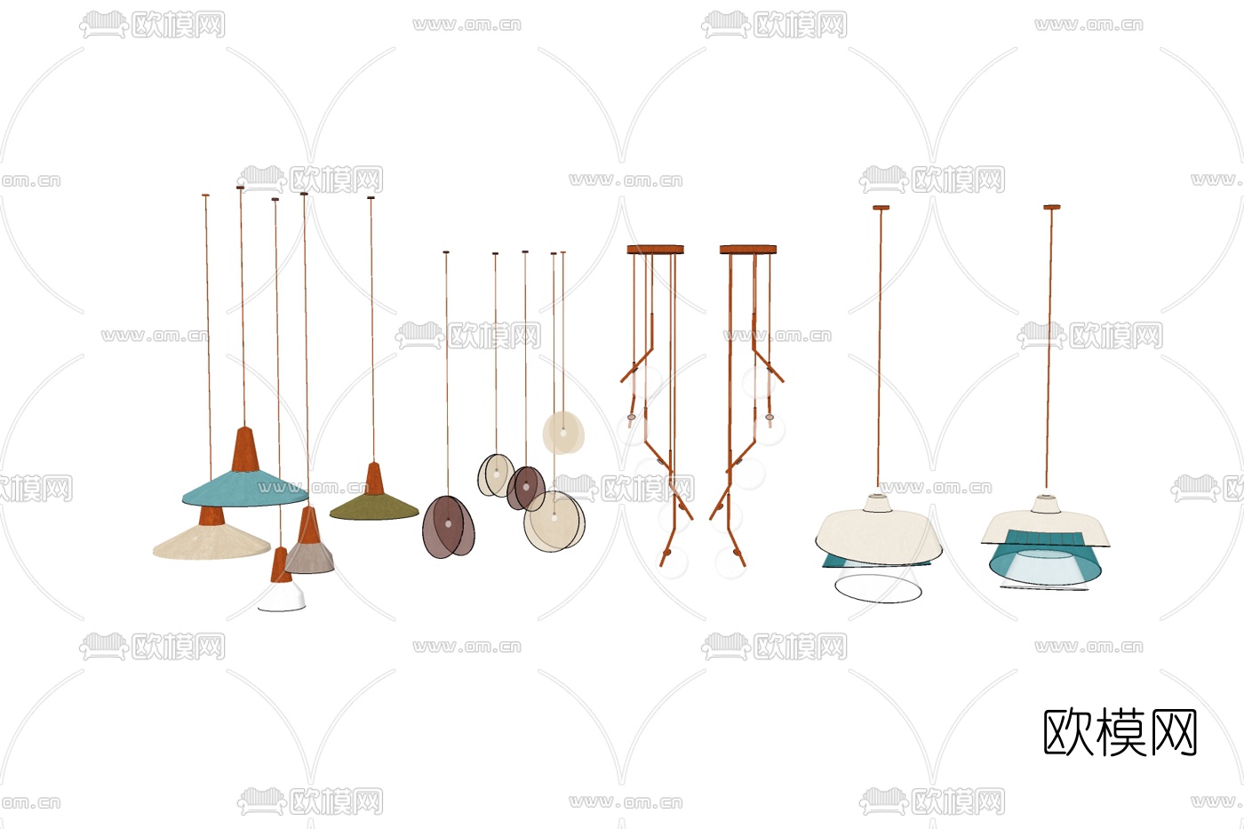 北欧金属吊灯免费su模型下载