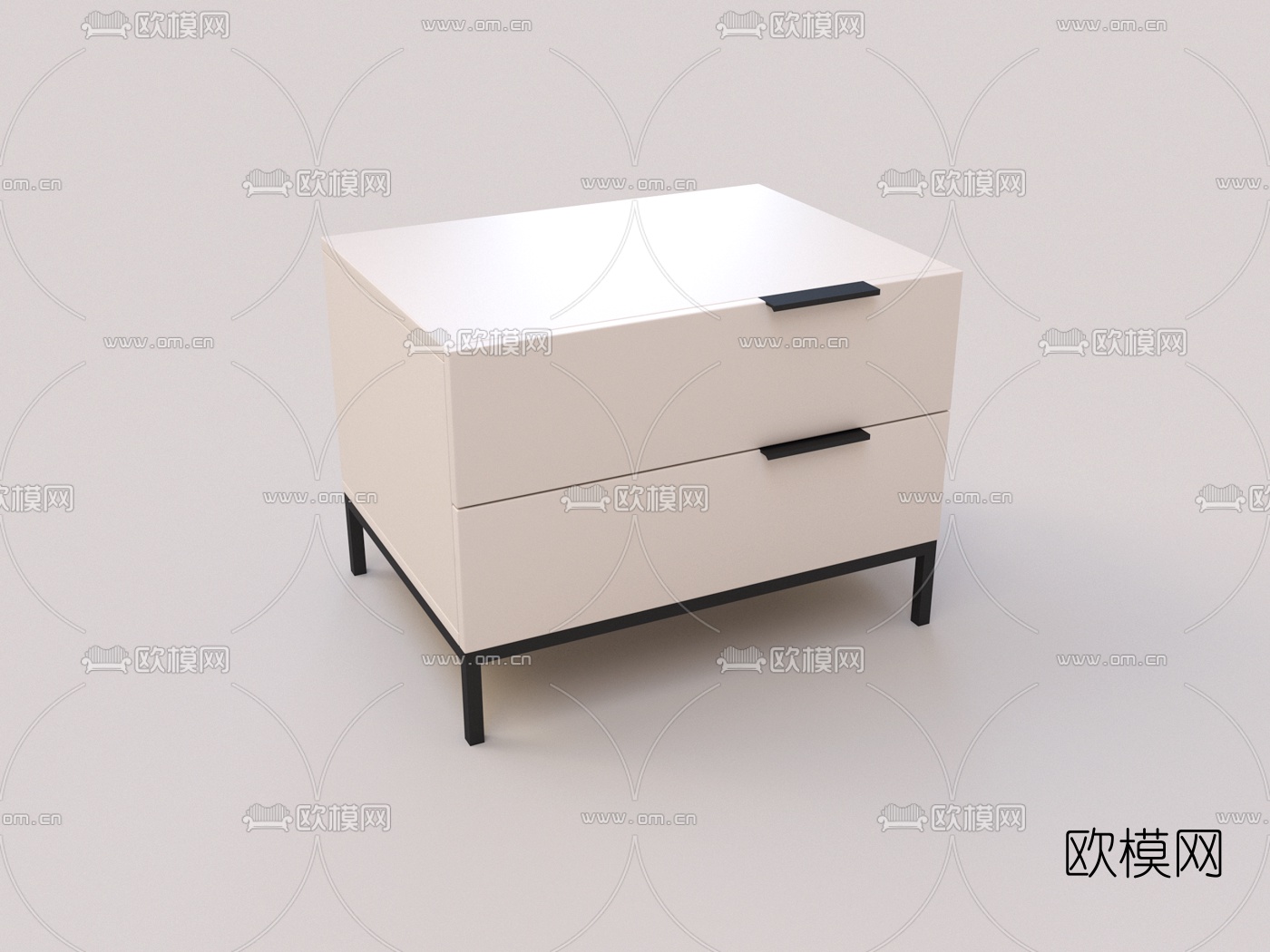 手取网 现代白色床头柜3d模型下载