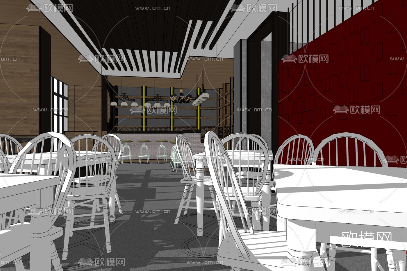 欧式快餐店免费su模型下载