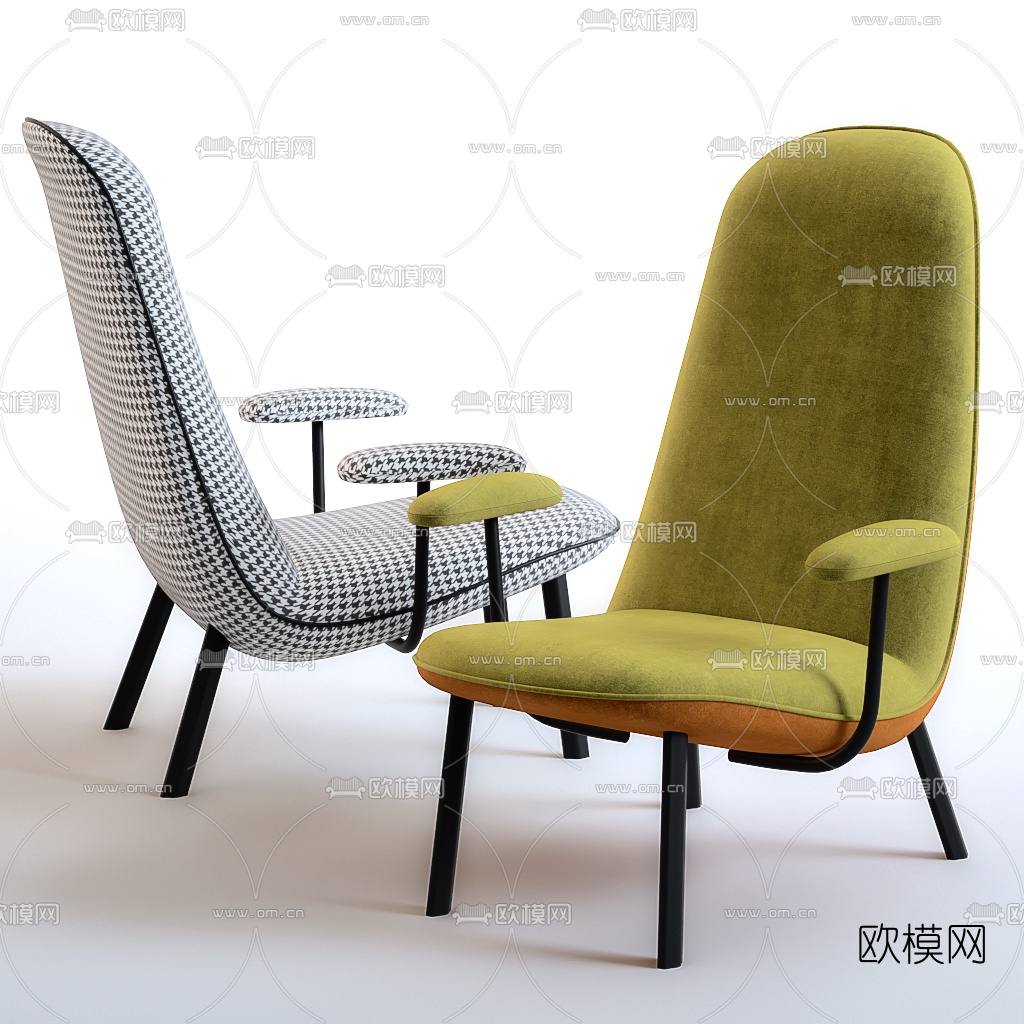 现代布艺休闲椅3d模型-免费3dmax模型库-欧模网