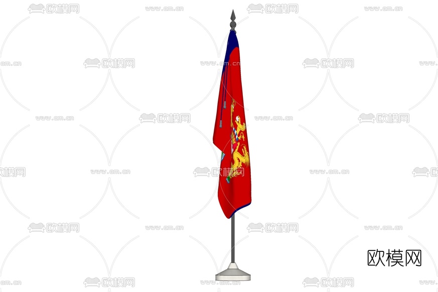 现代国旗旗帜免费su模型下载