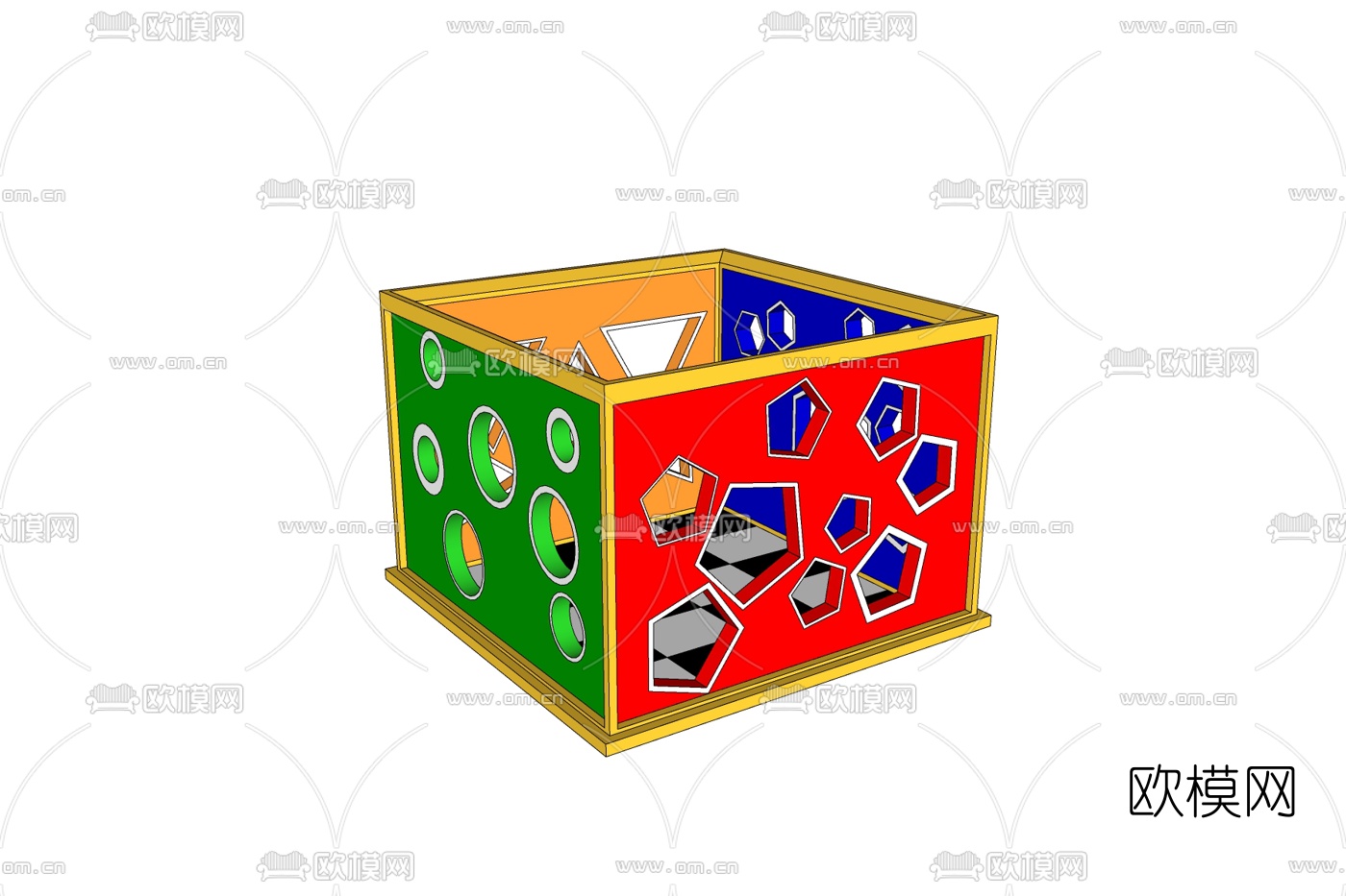 现代儿童玩具收纳箱免费su模型下载