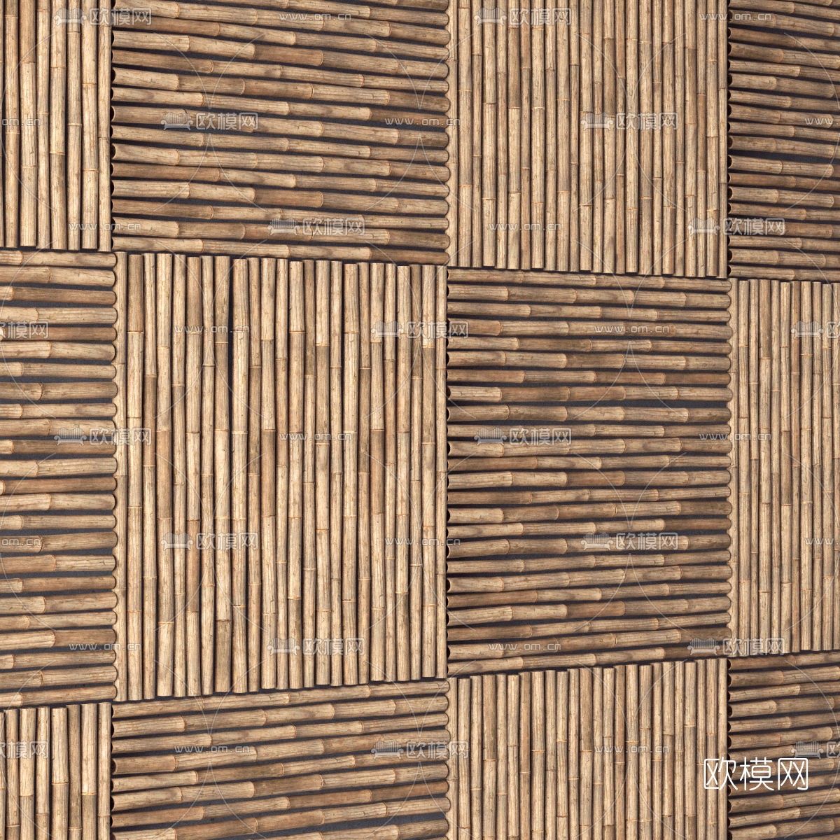 自色风竹子竹架装饰背景3d模型下载（渲染图2）