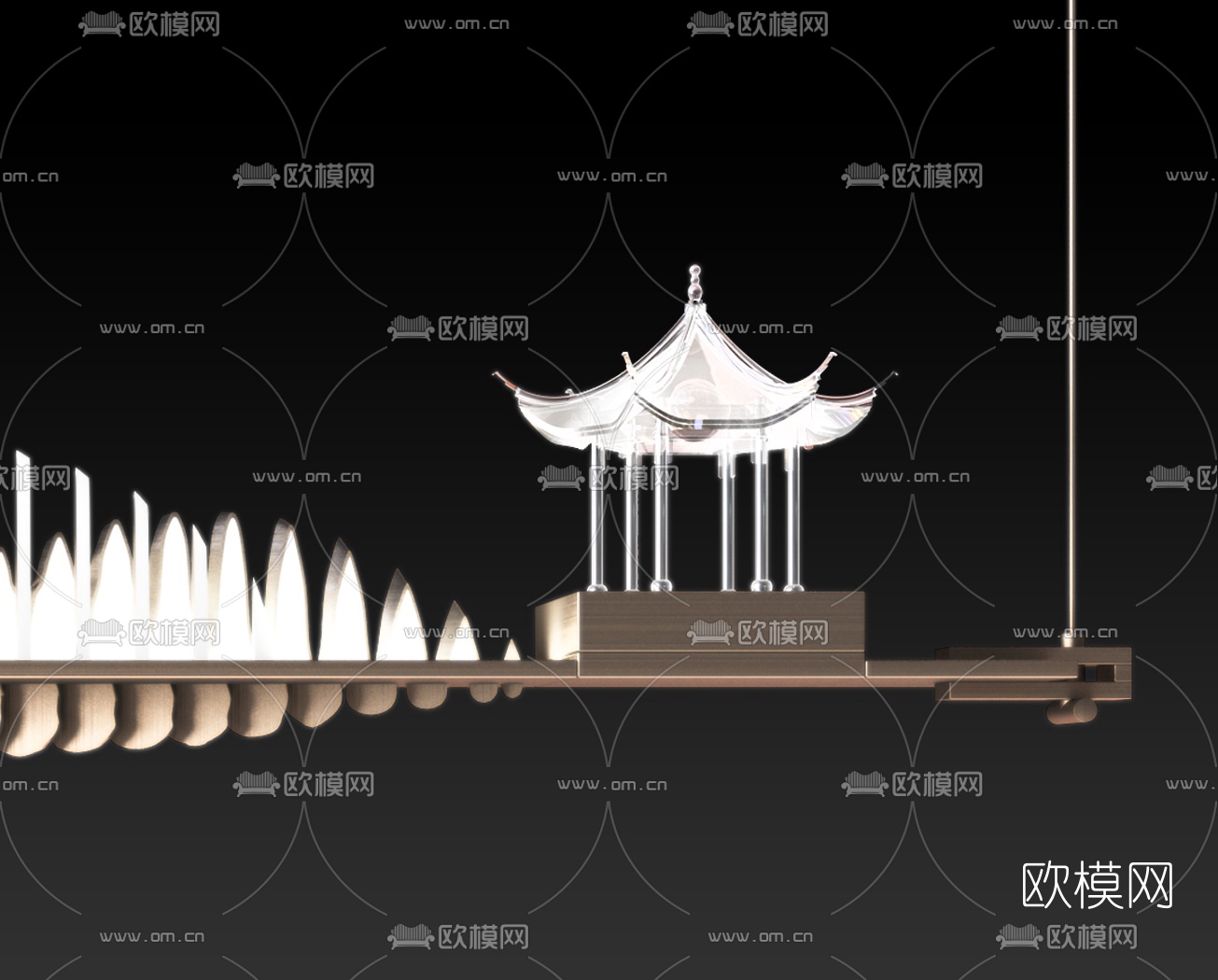 新中式山形装饰吊灯3d模型