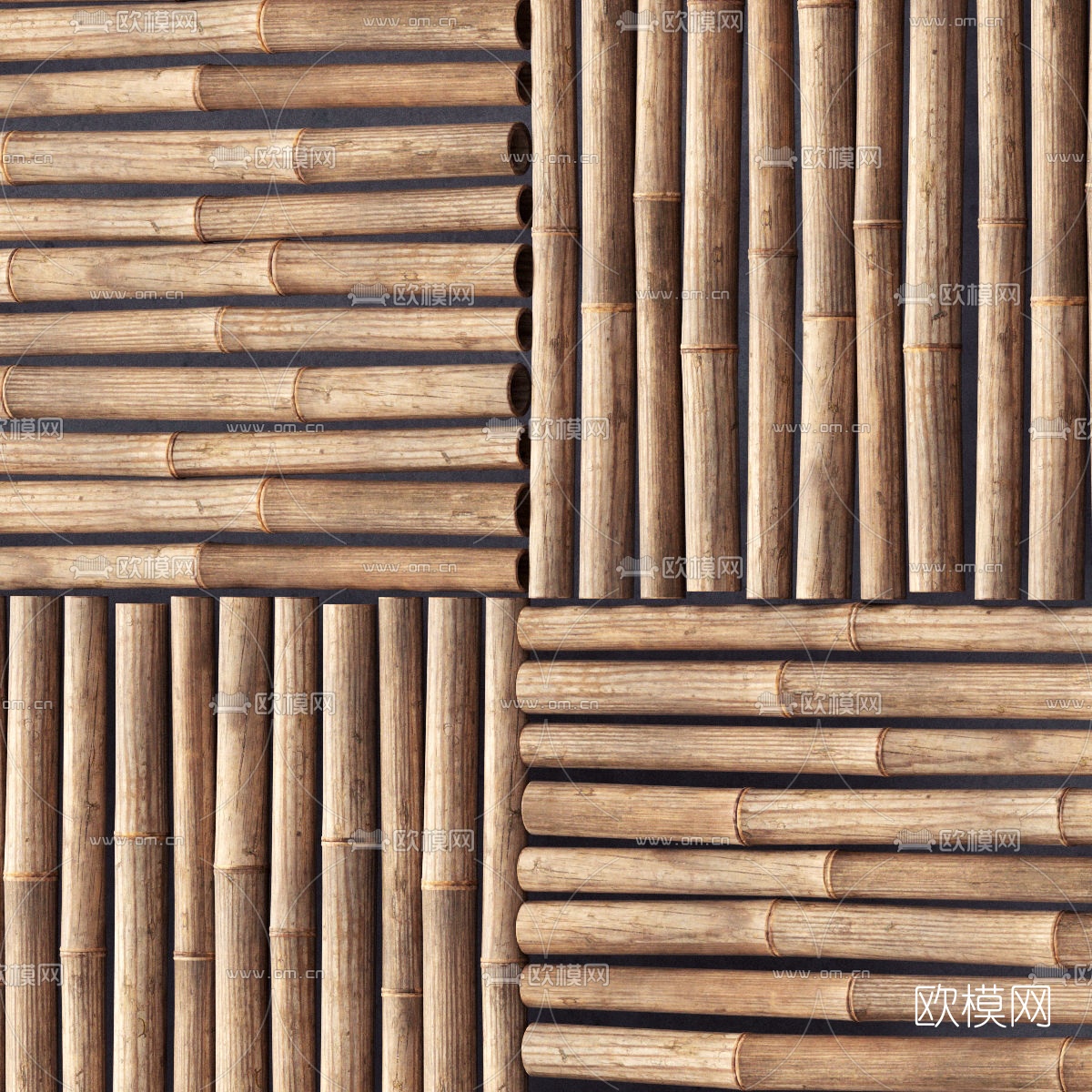 自色风竹子竹架装饰背景3d模型下载（渲染图3）