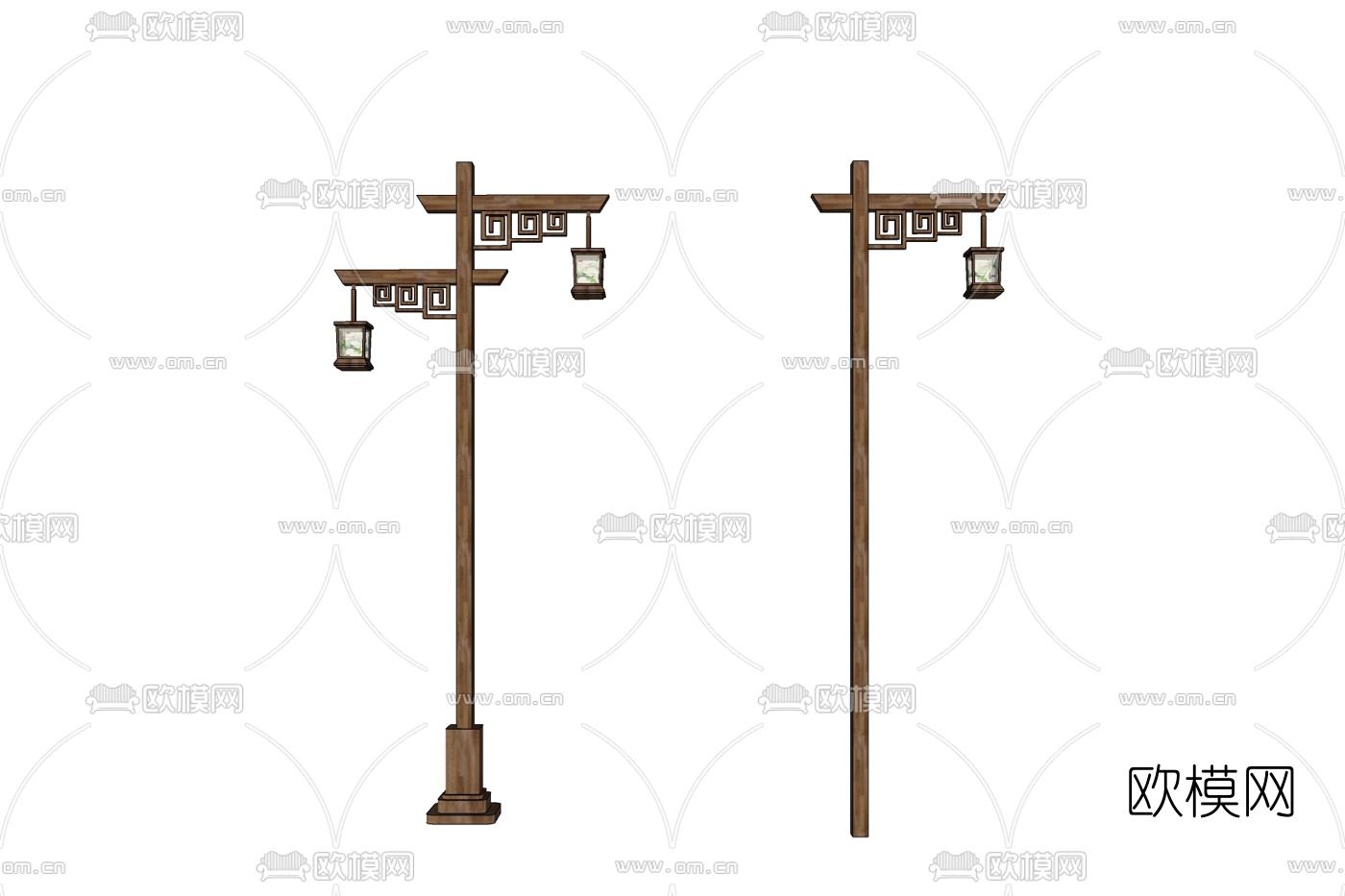 中式金属路灯免费su模型下载