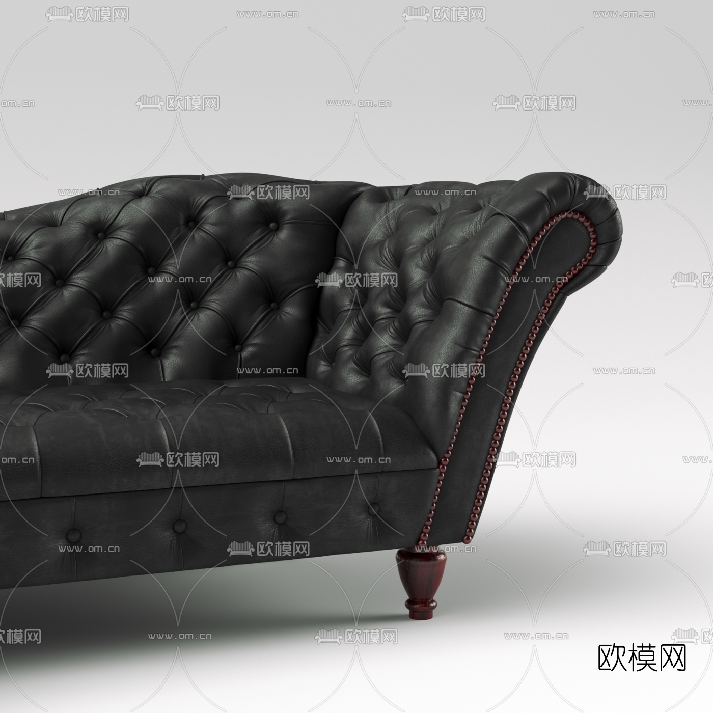 美式皮革双人沙发3d模型下载（渲染图4）