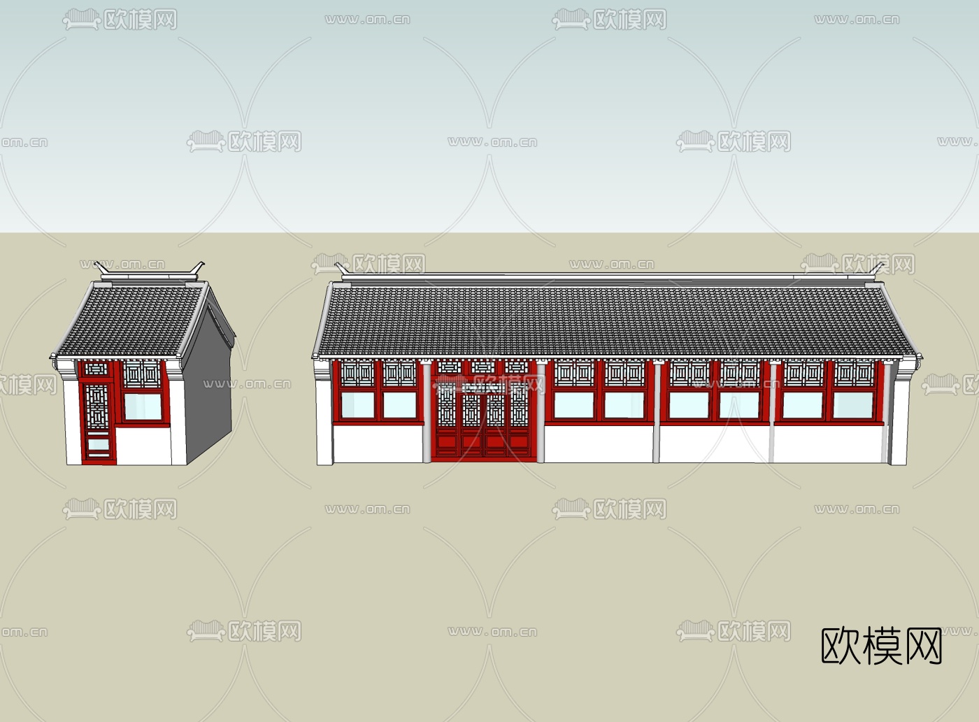 日式古建民房免费su模型下载