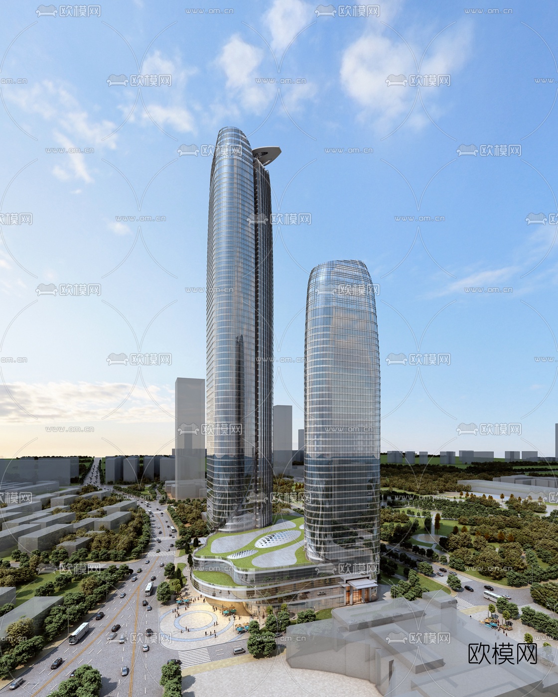 现代办公大厦建筑外观3d模型