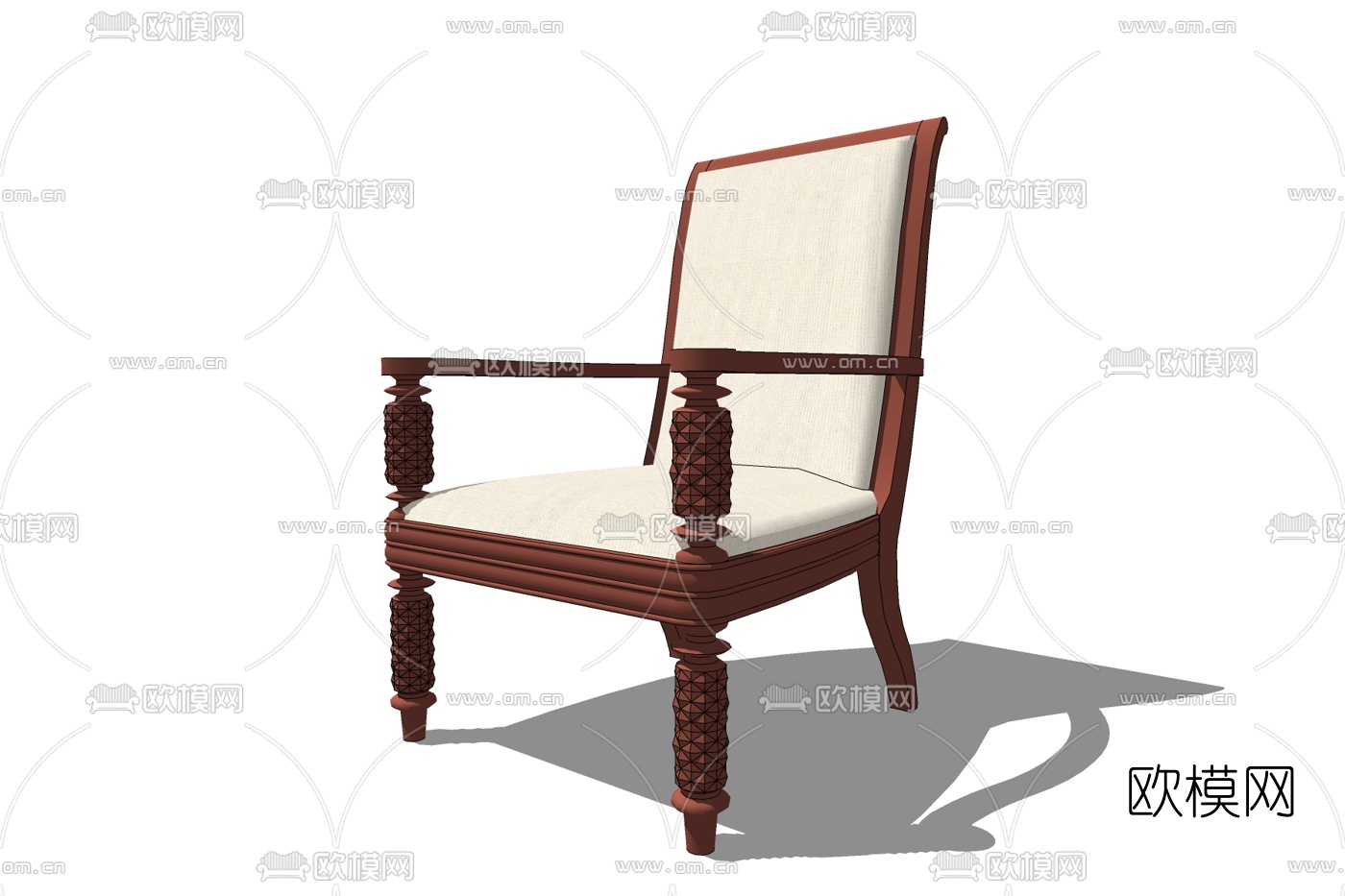 欧式布艺休闲椅免费su模型下载