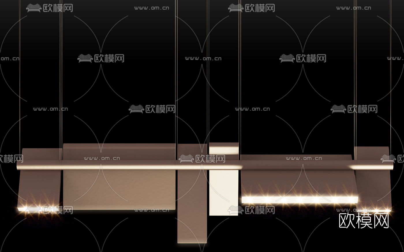 现代金属吊灯组合3d模型