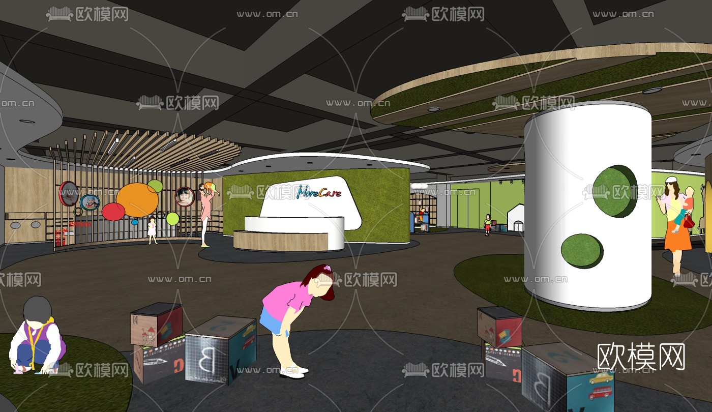 现代早教儿童培训中心su模型下载（渲染图6）