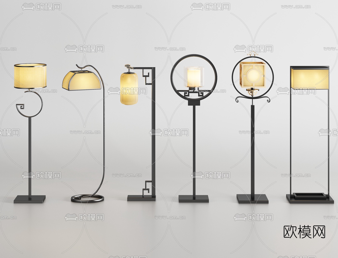 新中式落地灯3d模型下载
