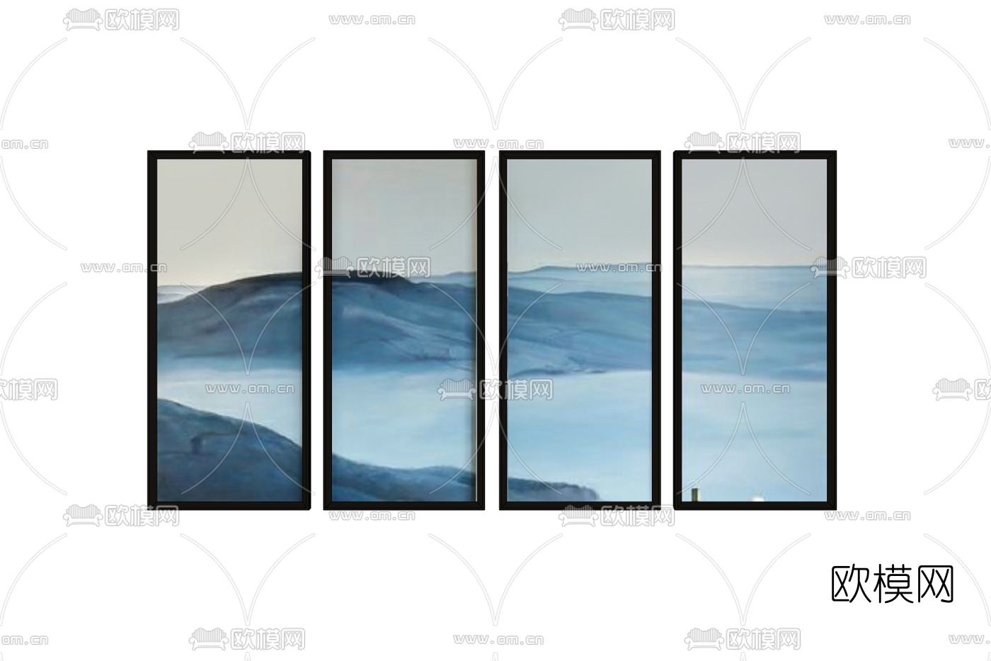 新中式山水装饰画免费su模型下载